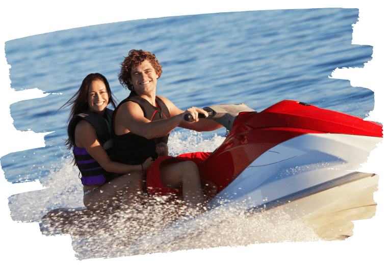 happy couple on a jetski blue lagoon malta comino